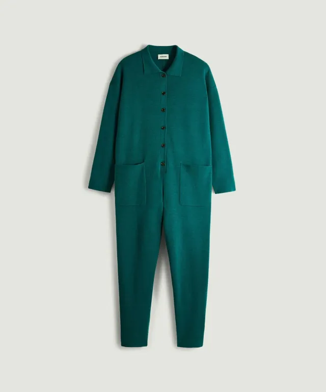 Rodier Tuta Lana Merino Verde Anatra Punto Milano