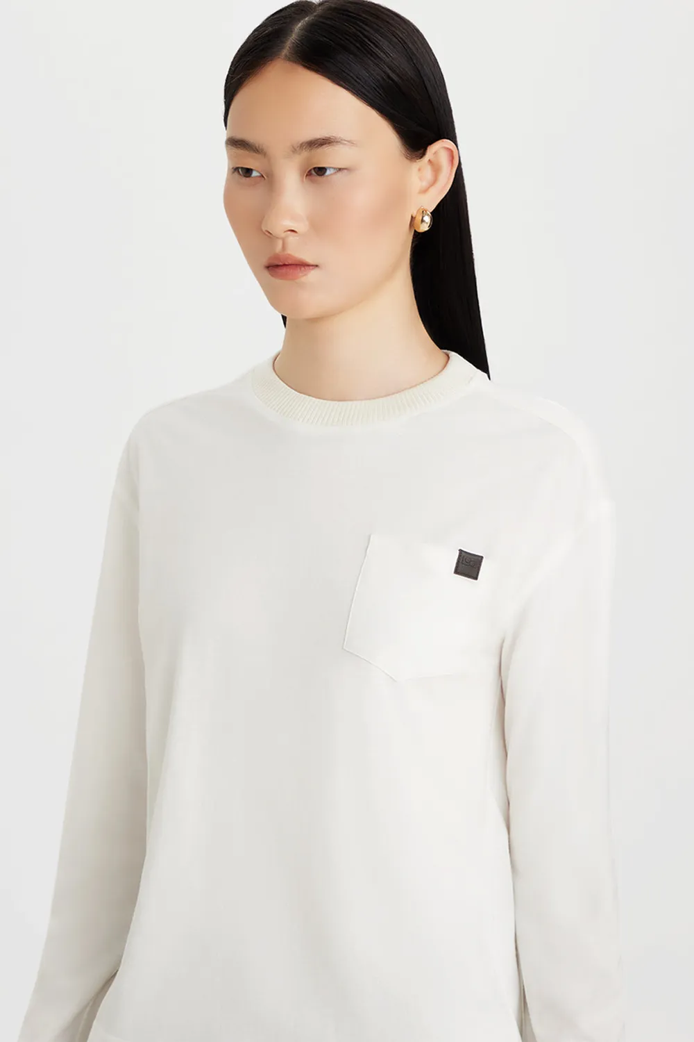 Ports Cotton Silk t-shirt cotone seta crema manica lunga S