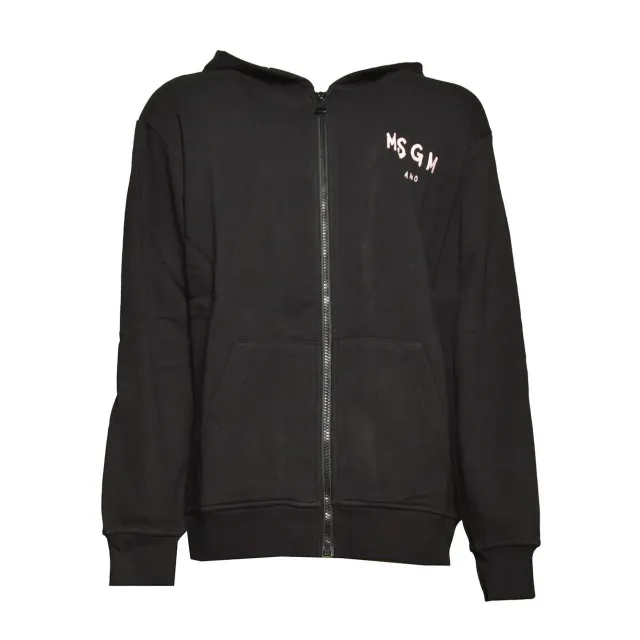 Msgm Junior S6MSJUZH065 felpa zip ragazzo nera cotone