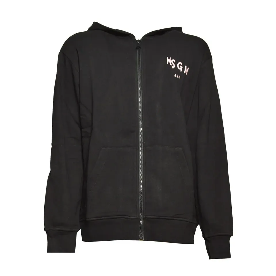 Msgm Junior S6MSJUZH065 felpa zip ragazzo nera cotone