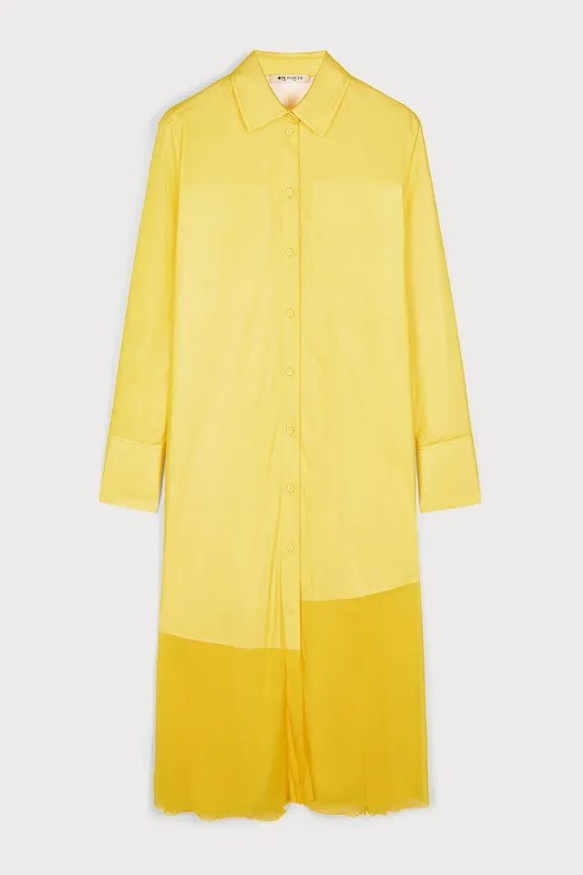 PORTS Elegance Shirt Dress vestito giallo fluido