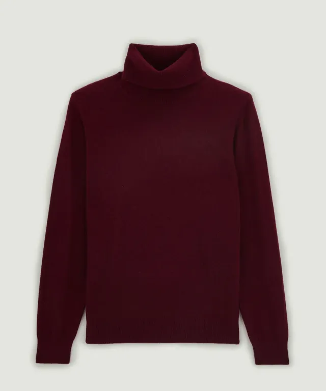 Rodier maglia dolcevita cashmere bordeaux uomo