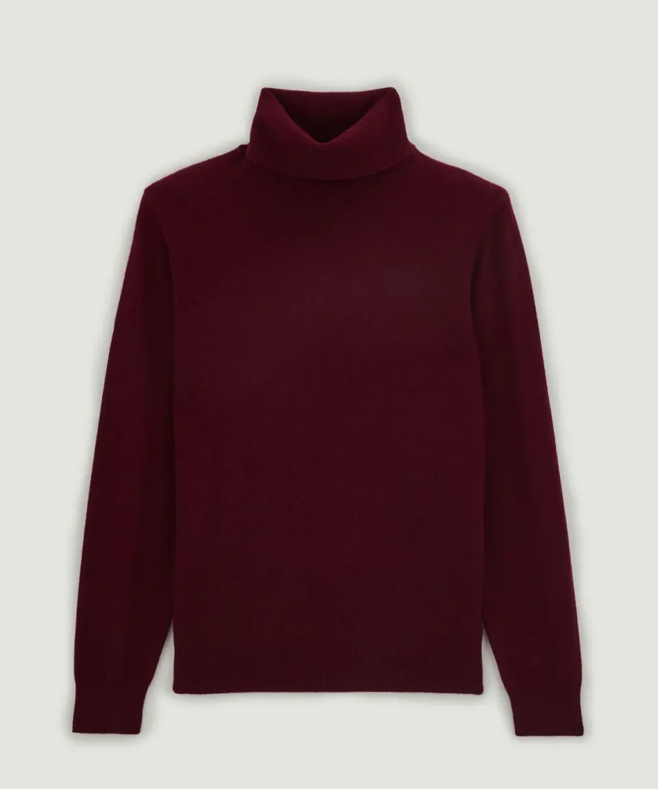 Rodier maglia dolcevita cashmere bordeaux uomo