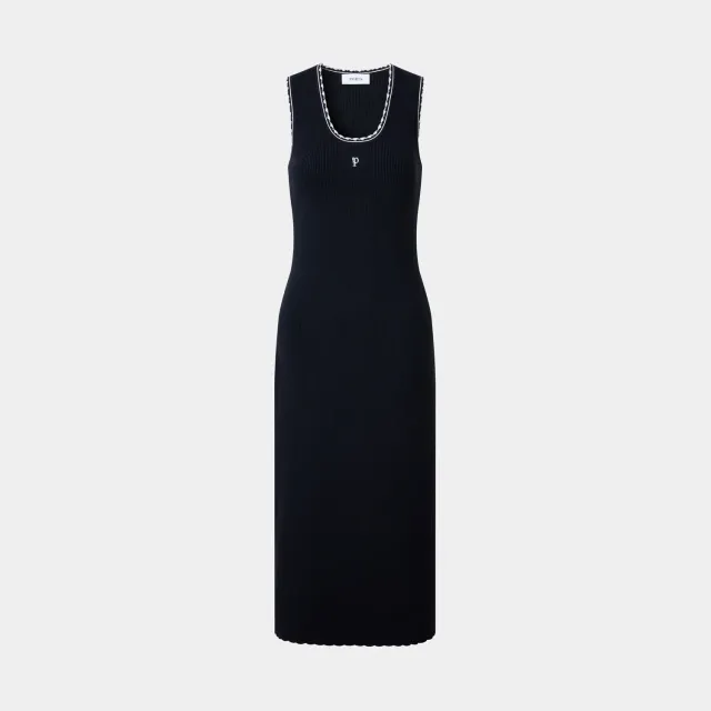 PORTS Navy Dress Contrast abito blu colletto contrasto