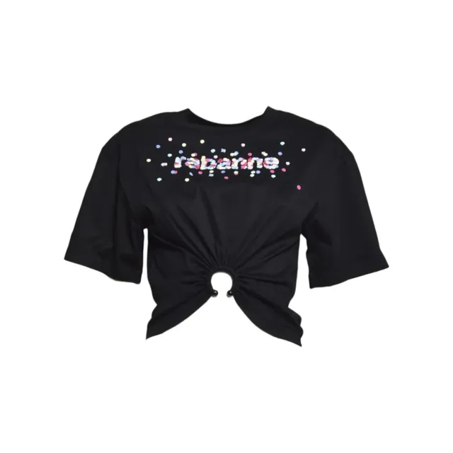 Rabanne 25HJTE028CO0494P001 T-shirt Nera Cotone Donna