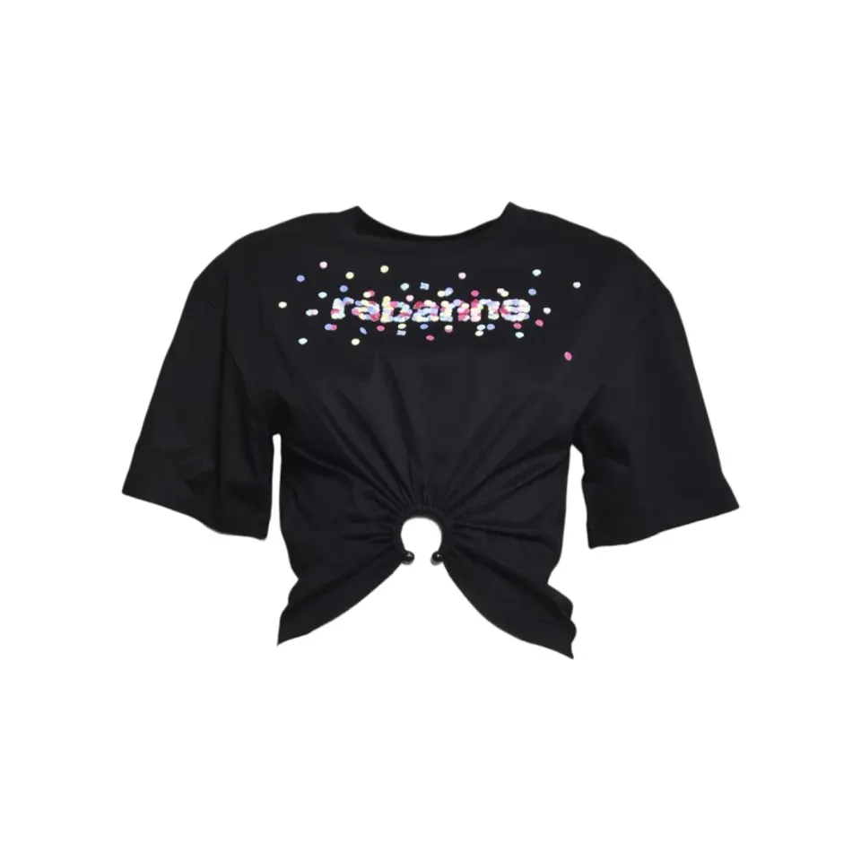 Rabanne 25HJTE028CO0494P001 T-shirt Nera Cotone Donna