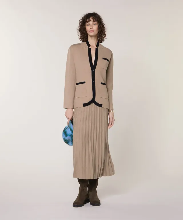 Rodier double face giacca maglia marrone moka