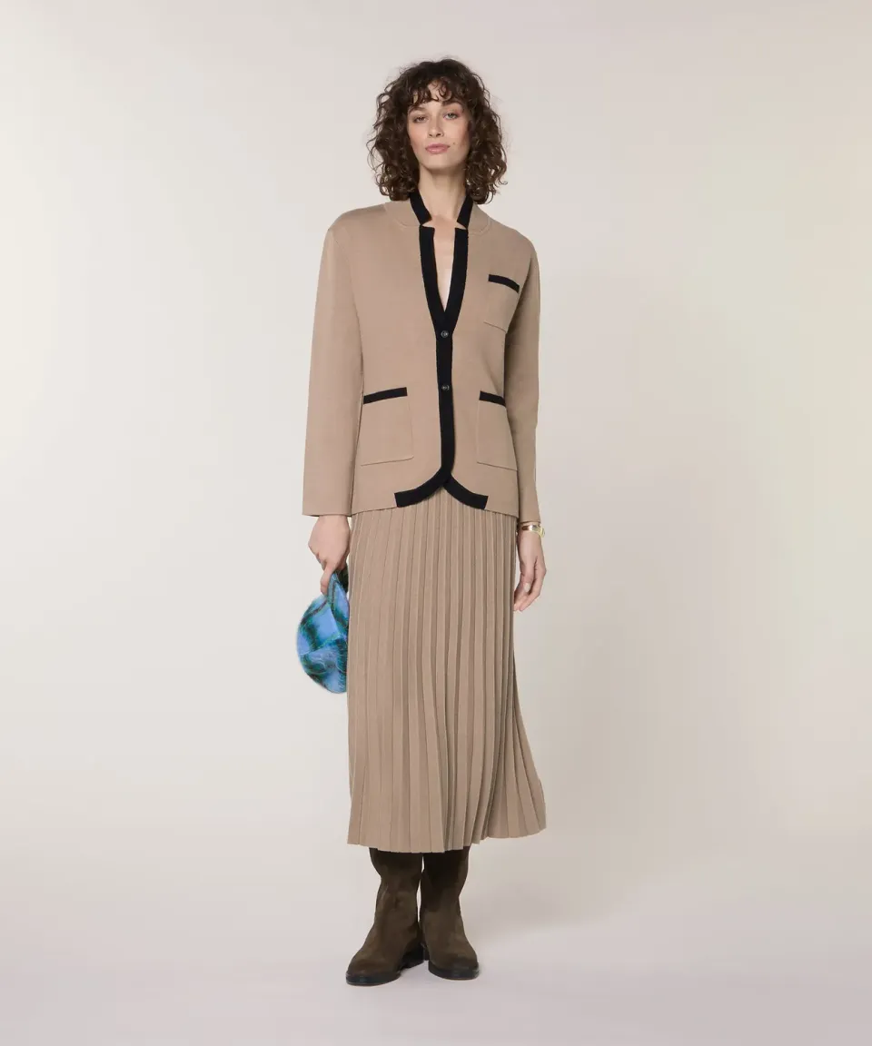 Rodier double face giacca maglia marrone moka