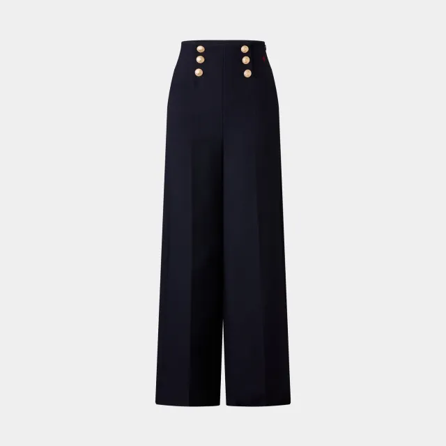 PORTS FW25 pantaloni palazzo blu bottoni larghi