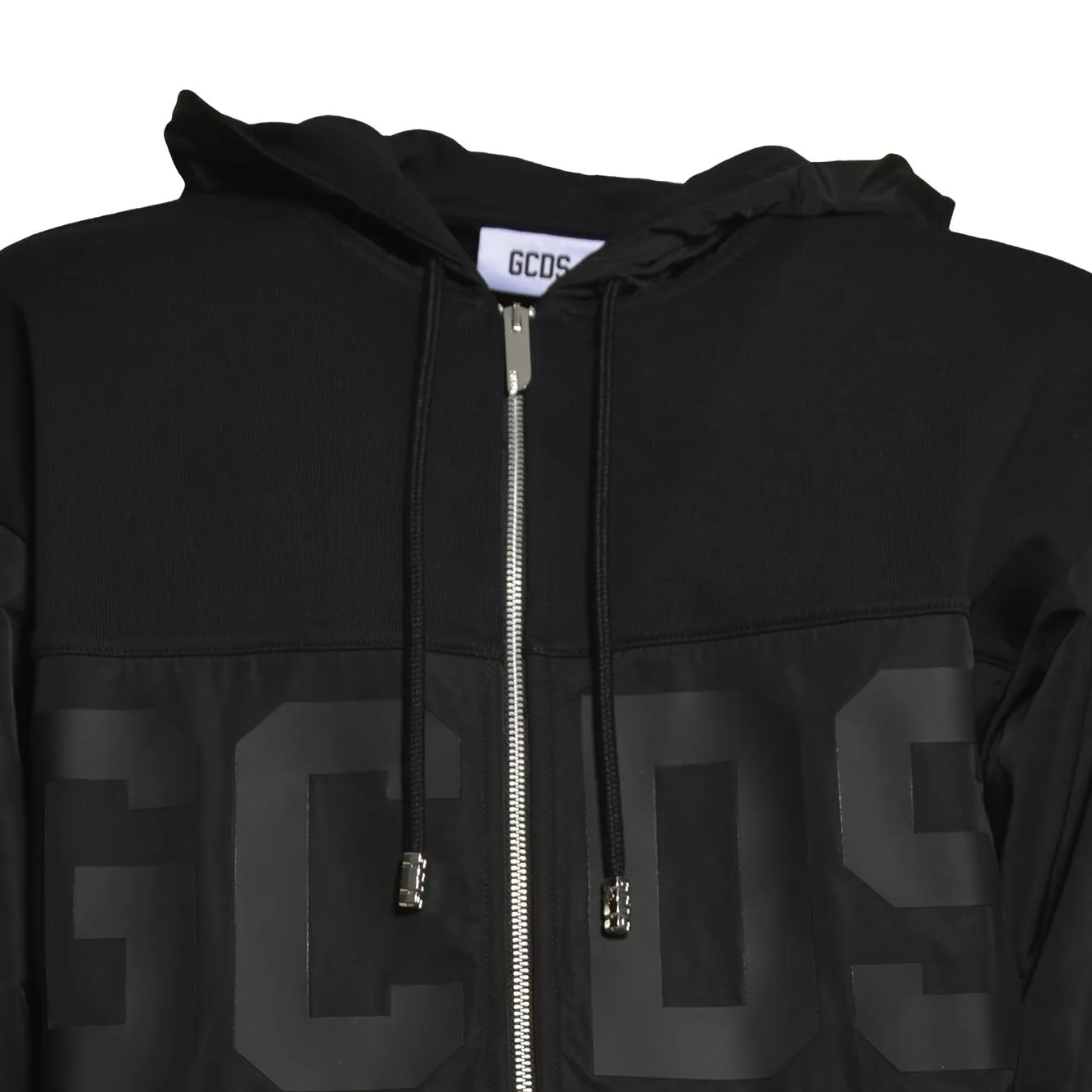 Gcds Z0MLQE143F004 Felpa Zip Nero Logo Tonal