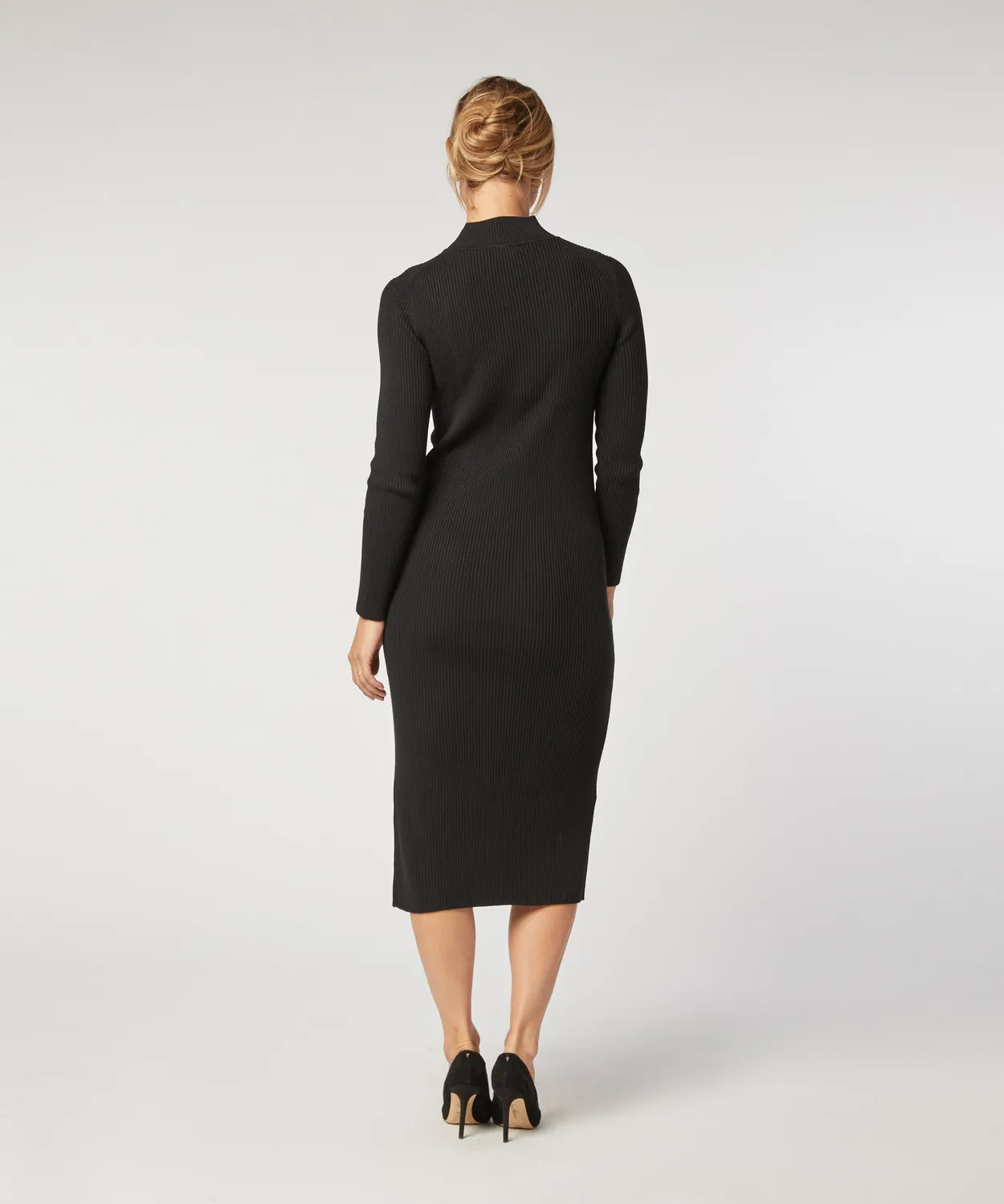 Rodier abito lungo maglia coste nero