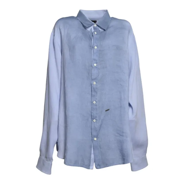 Dsquared2 S71DM0824D35294 Camicia Uomo Denim Blu Lino Sun Bleached