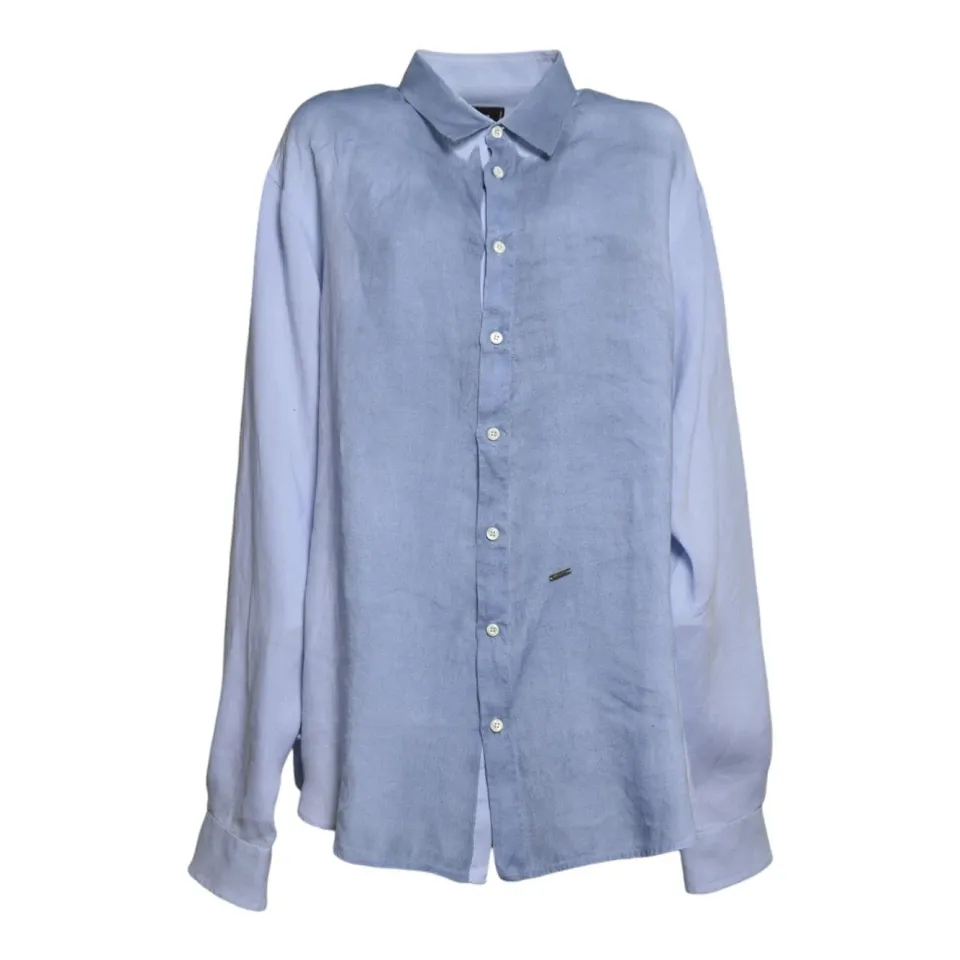 Dsquared2 S71DM0824D35294 Camicia Uomo Denim Blu Lino Sun Bleached