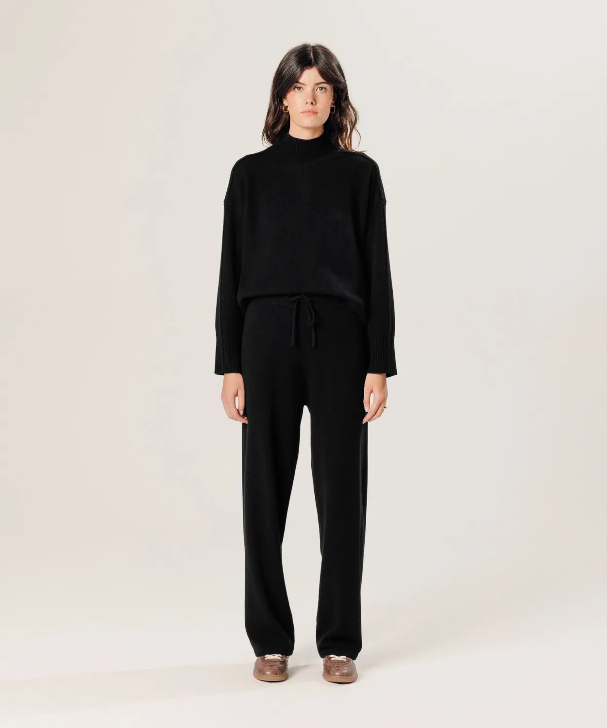 Rodier Pantaloni Jogging Cashmere Ampi Neri