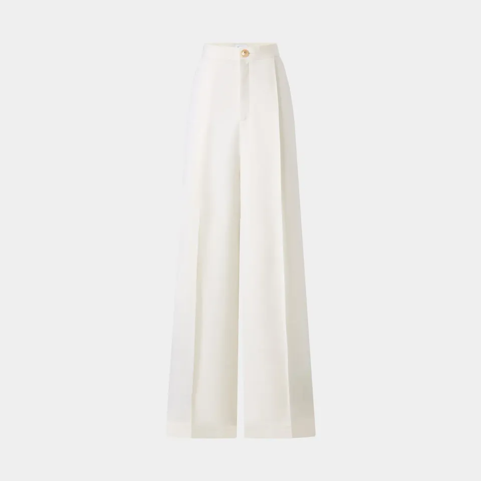 PORTS Relaxed Fit pantaloni crema vestibilita rilassata