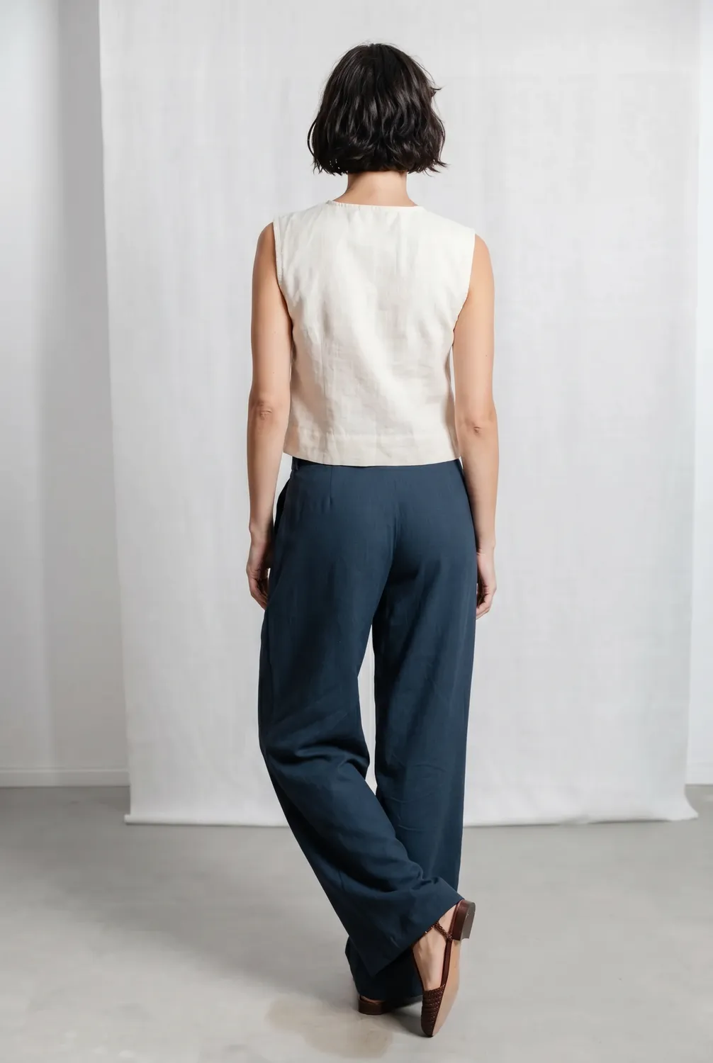 Jyoti Fair Works Meghana pantaloni cotone grigio-blu
