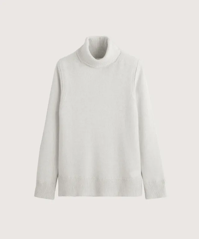 Rodier Dolcevita Oversize Cashmere Maglione Bianco 4 fili