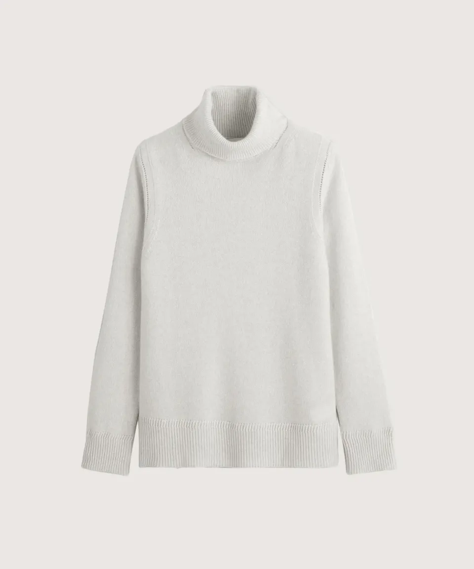 Rodier Dolcevita Oversize Cashmere Maglione Bianco 4 fili