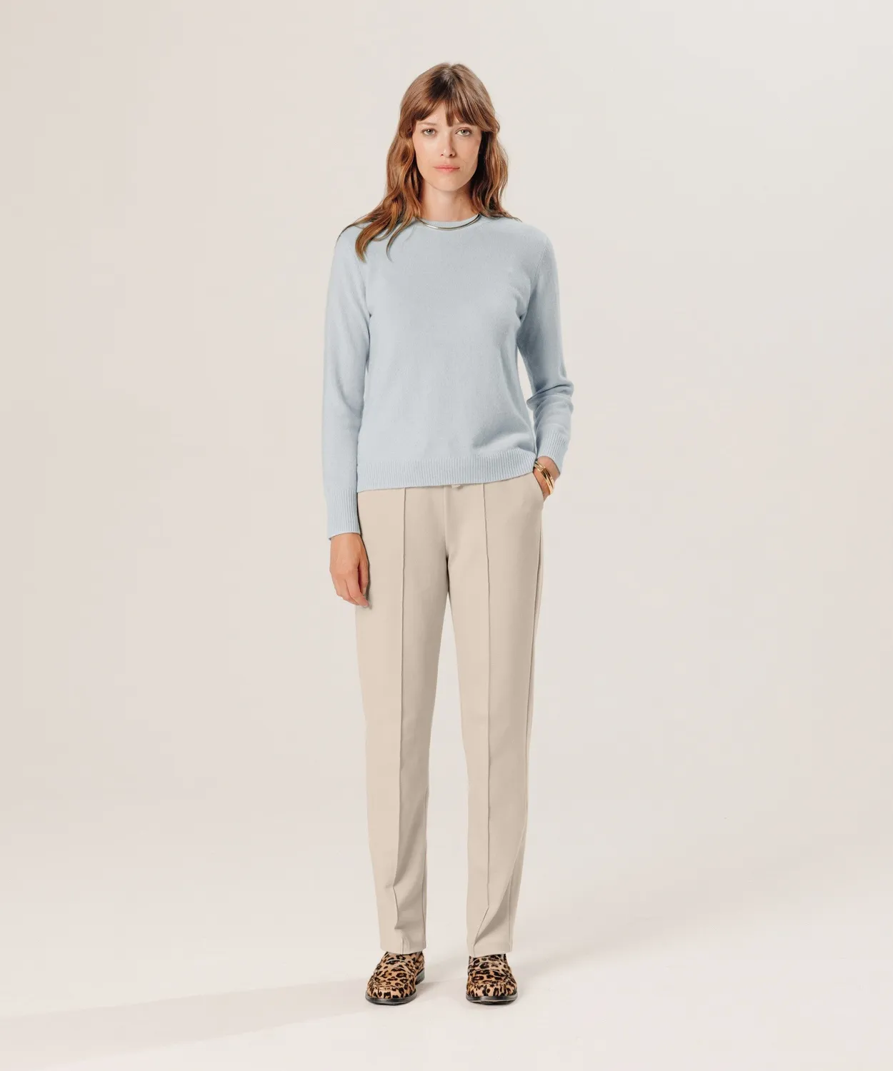 Rodier maglione girocollo cashmere donna celeste