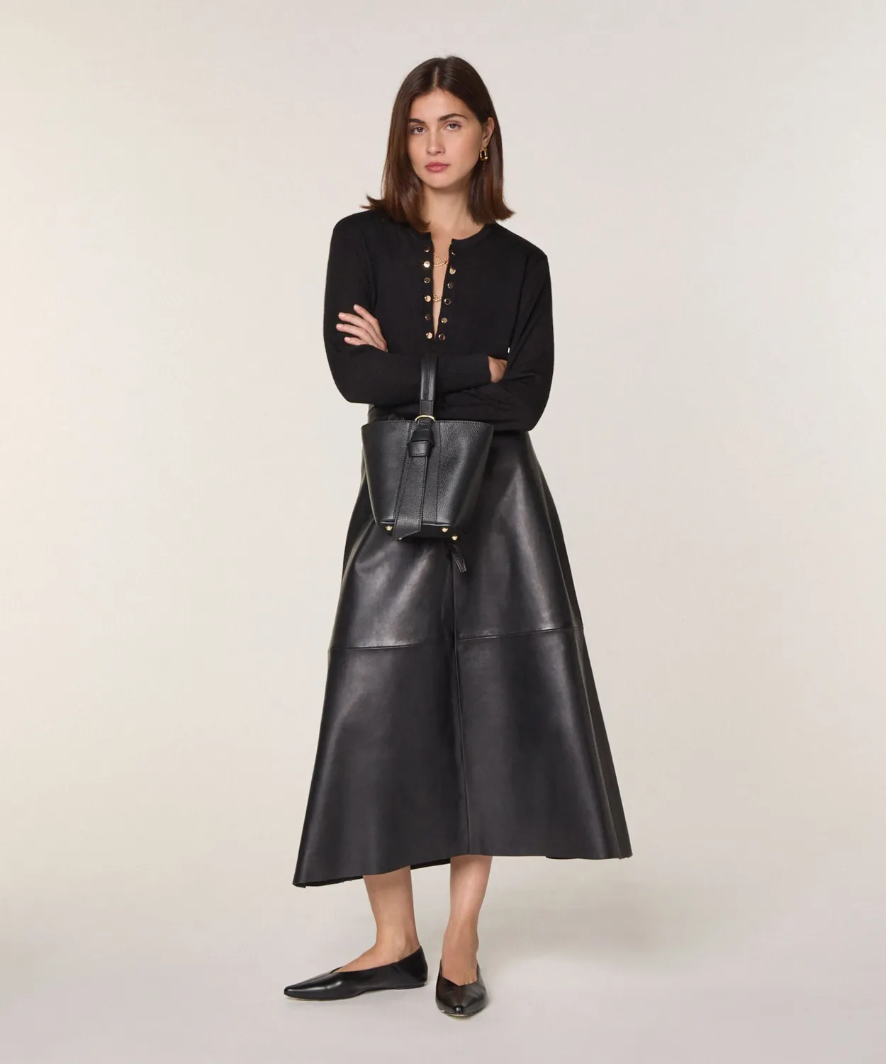 Rodier Valentine borsa secchiello pelle nera