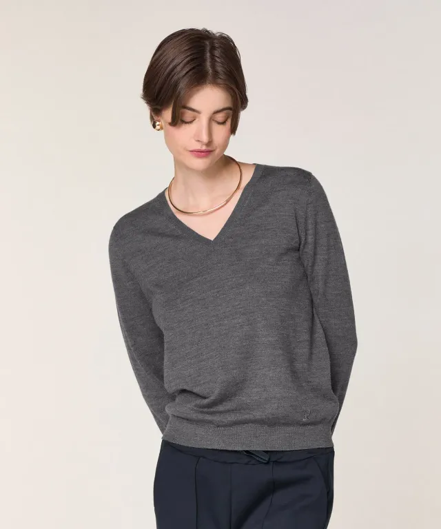 Rodier maglione scollo V merino grigio scuro