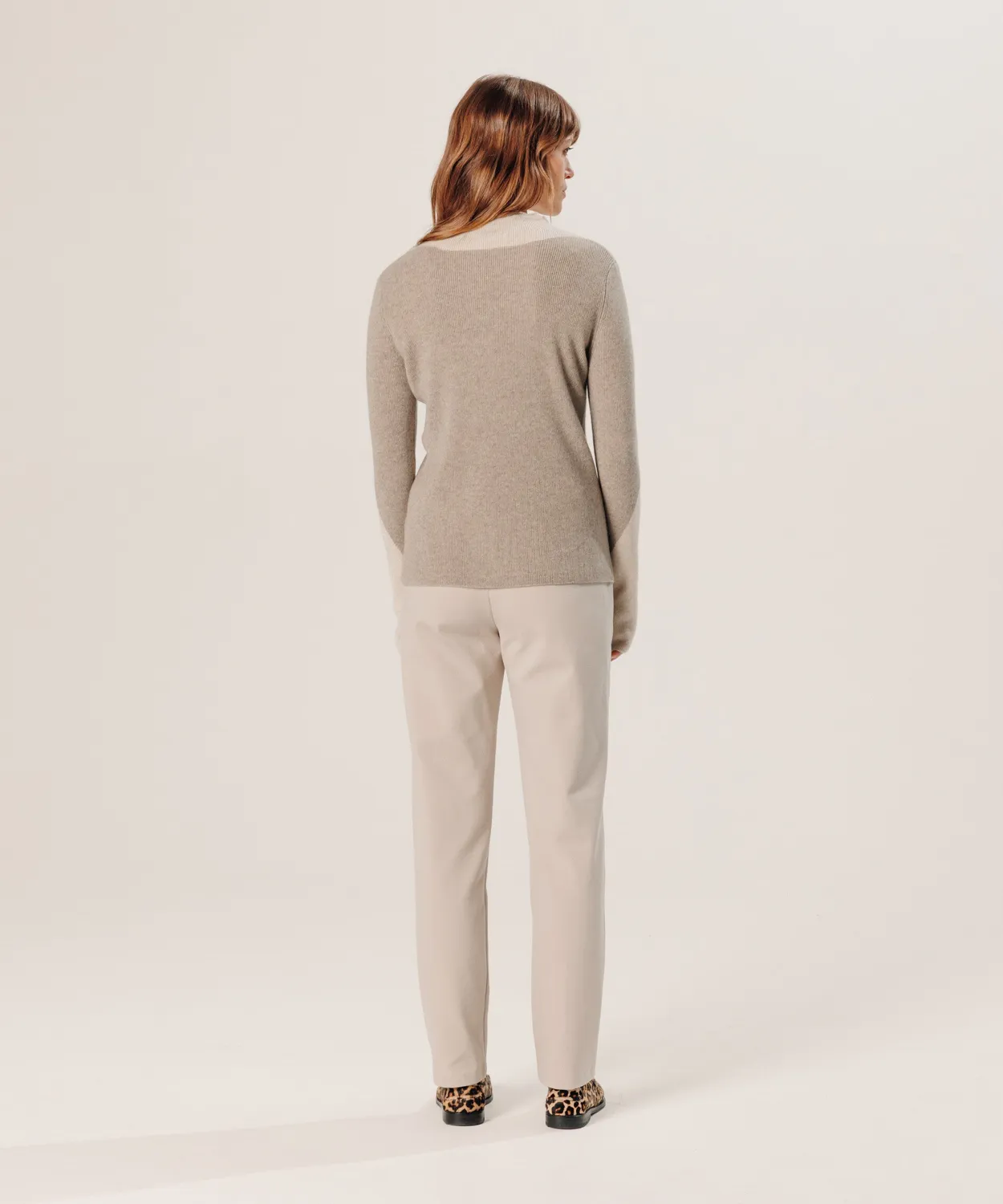 Rodier maglione cashmere trompe l'oeil marrone tortora