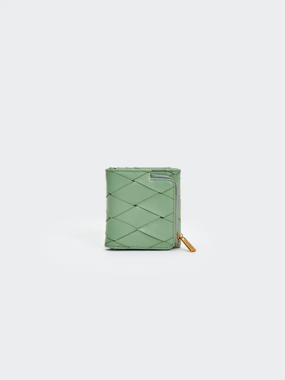 Vicolo portafoglio ecopelle intrecciata verde salvia zip