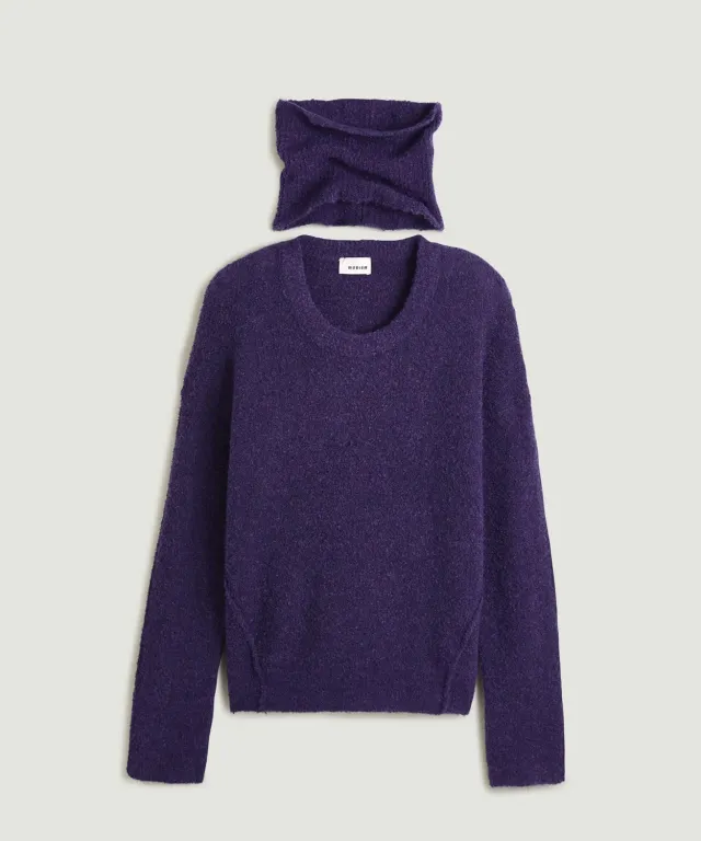 Rodier Maglione Dolcevita Viola Scuro Bouclette