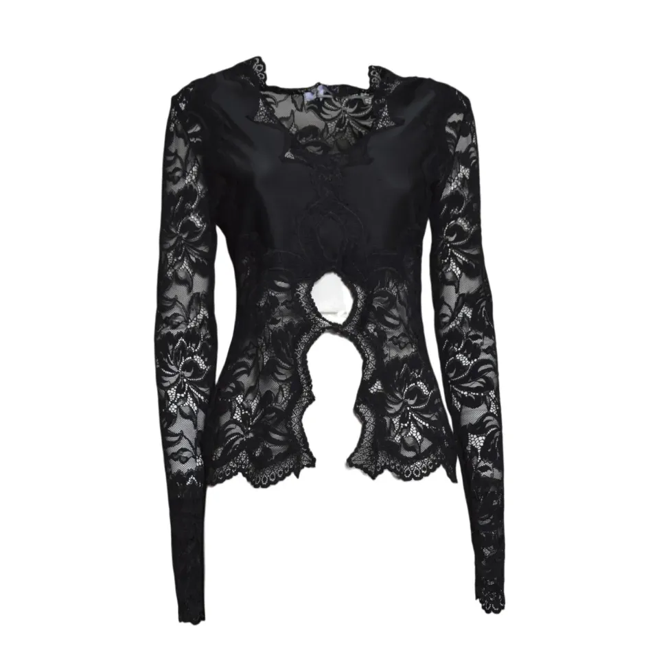Rabanne 26PJTO173PA0170 maglia pizzo nero donna