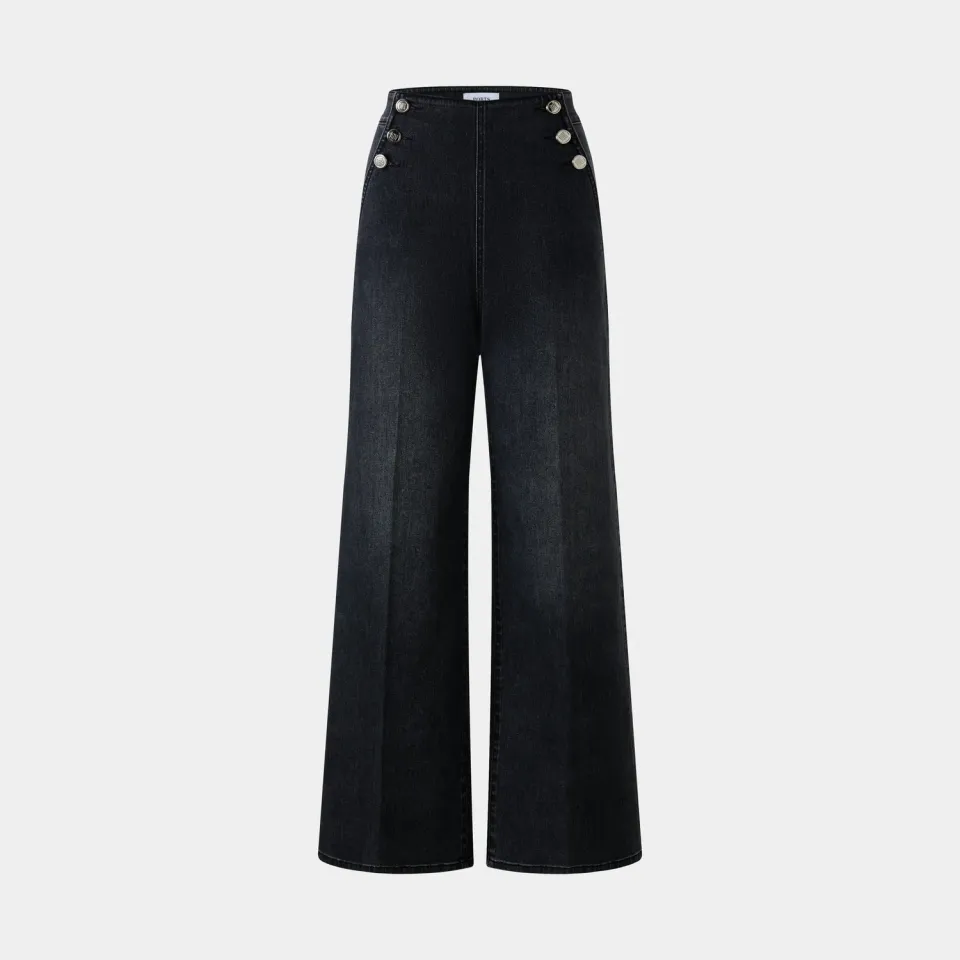 Ports High-Waisted Button jeans vita alta grigi bottoni