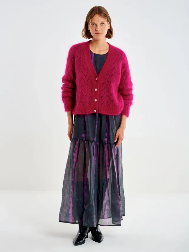 Vicolo Cardigan Traforato Ciclamino Taglia Unica