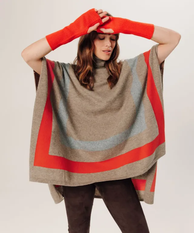 Rodier Poncho in cashmere beige taglia unica