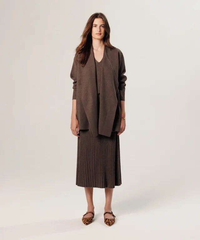 Rodier cardigan aperto oversize marrone havana