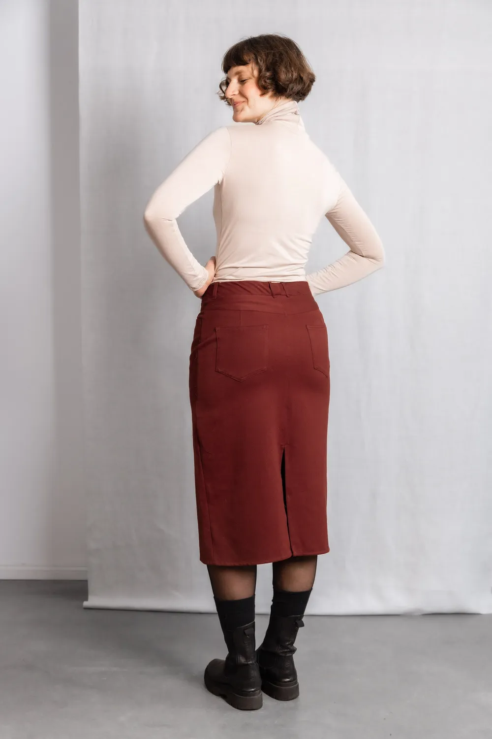Jyoti Aleena Henna gonna midi twill cotone