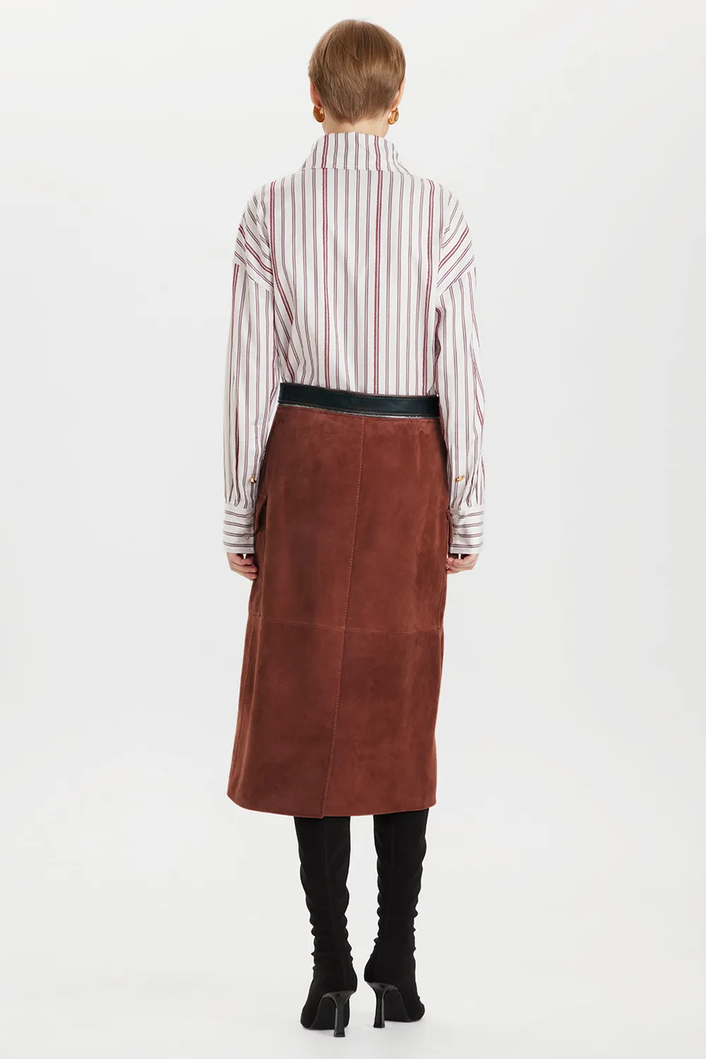 Ports Suede A-Line gonna midi camoscio ruggine