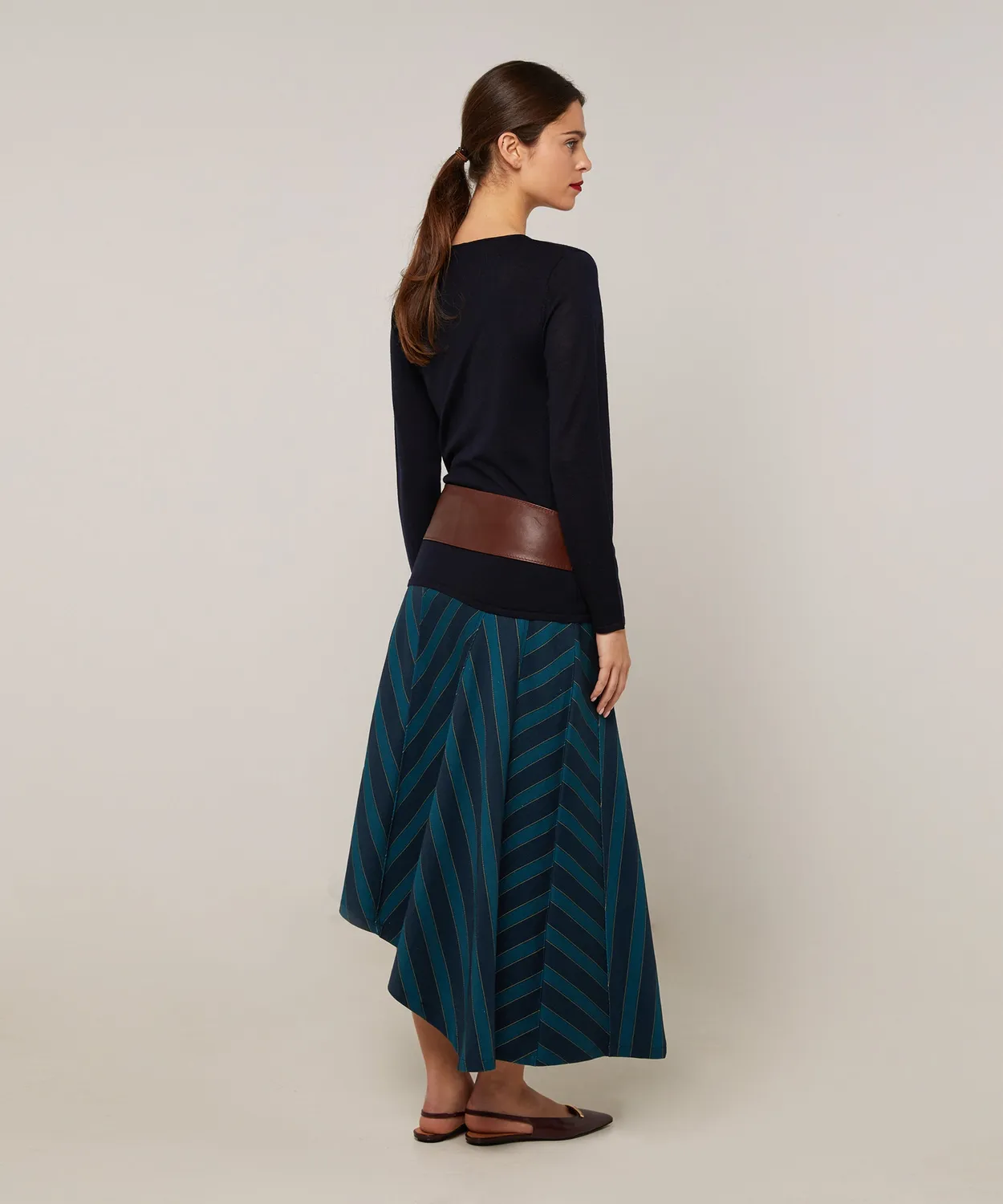 Rodier Maglia scollo asimmetrico merino blu navy
