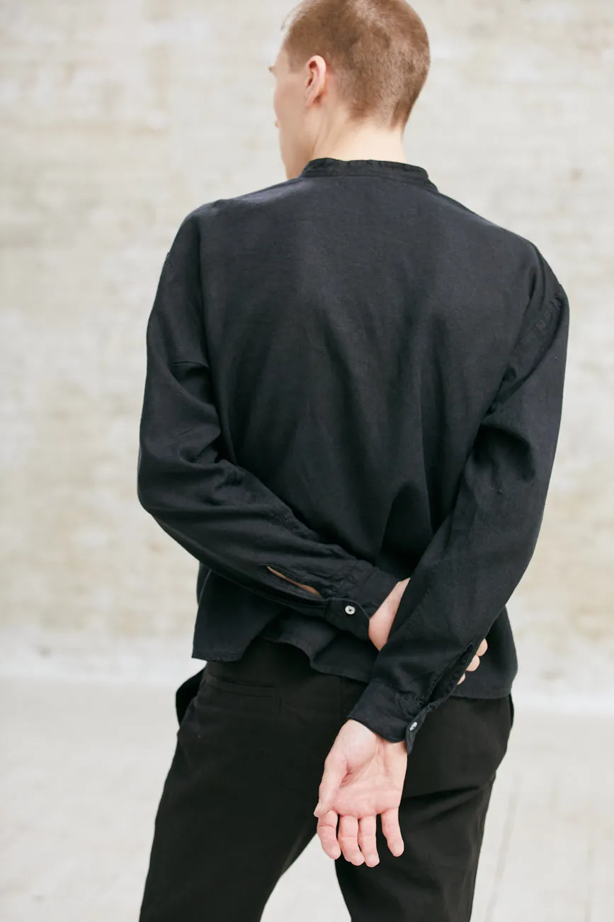 Jyoti Fair Works Harish camicia uomo nera canapa tencel