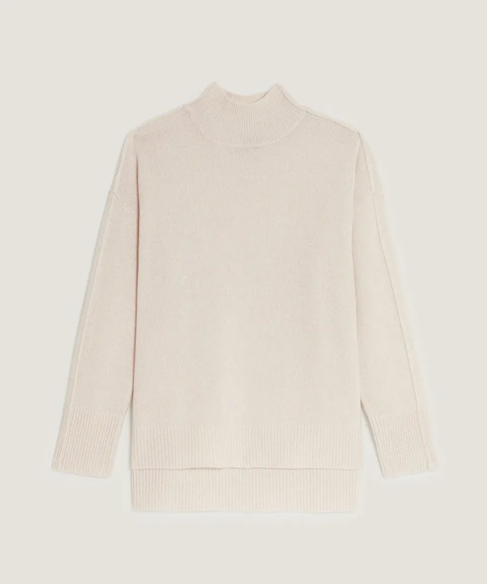 Rodier Maglione Oversize Collo Alto Bianco Ecru Cashmere