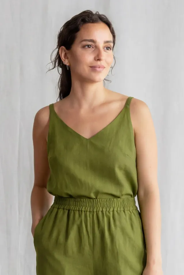 Jyoti Fair Works Iyani top crop verde basilico cotone