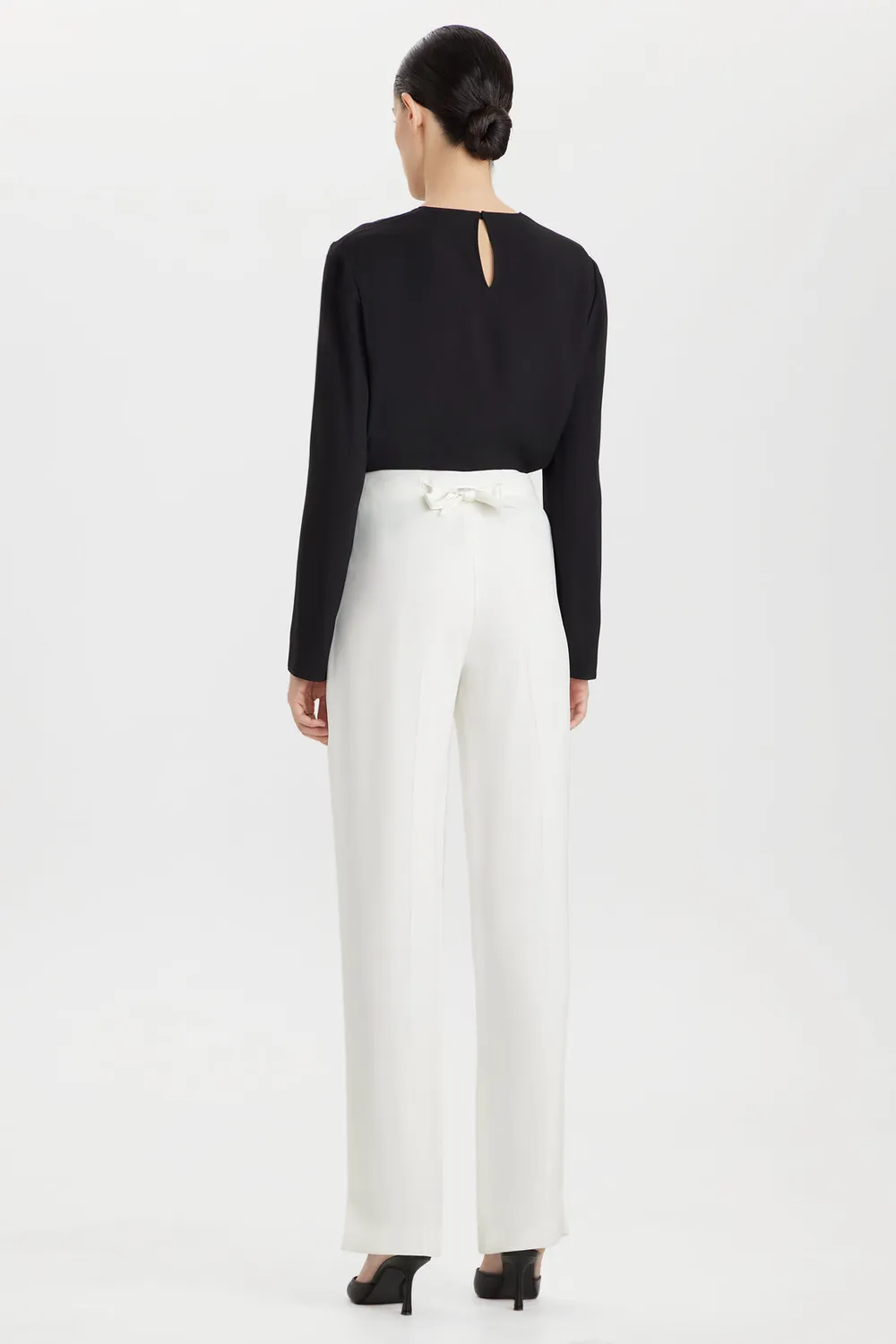 PORTS Pantaloni dritti vita alta bianchi viscosa