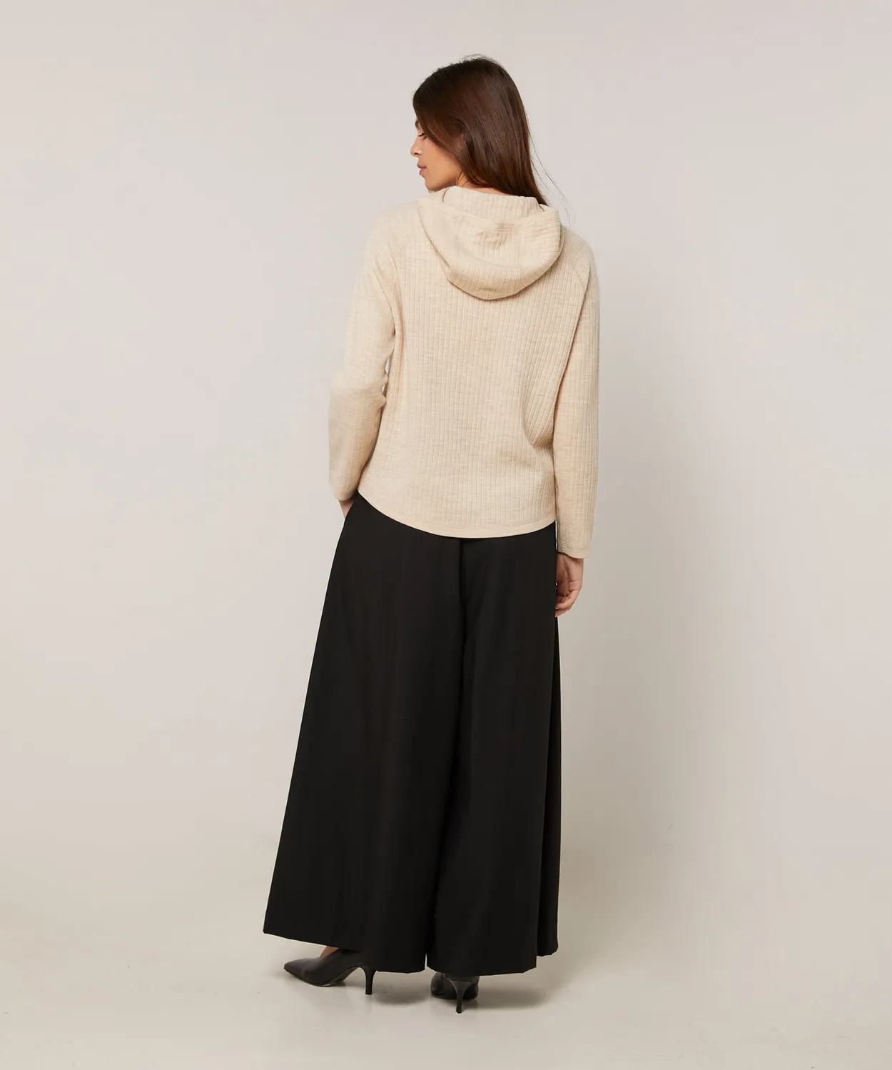 Rodier maglione cappuccio lana beige chiné