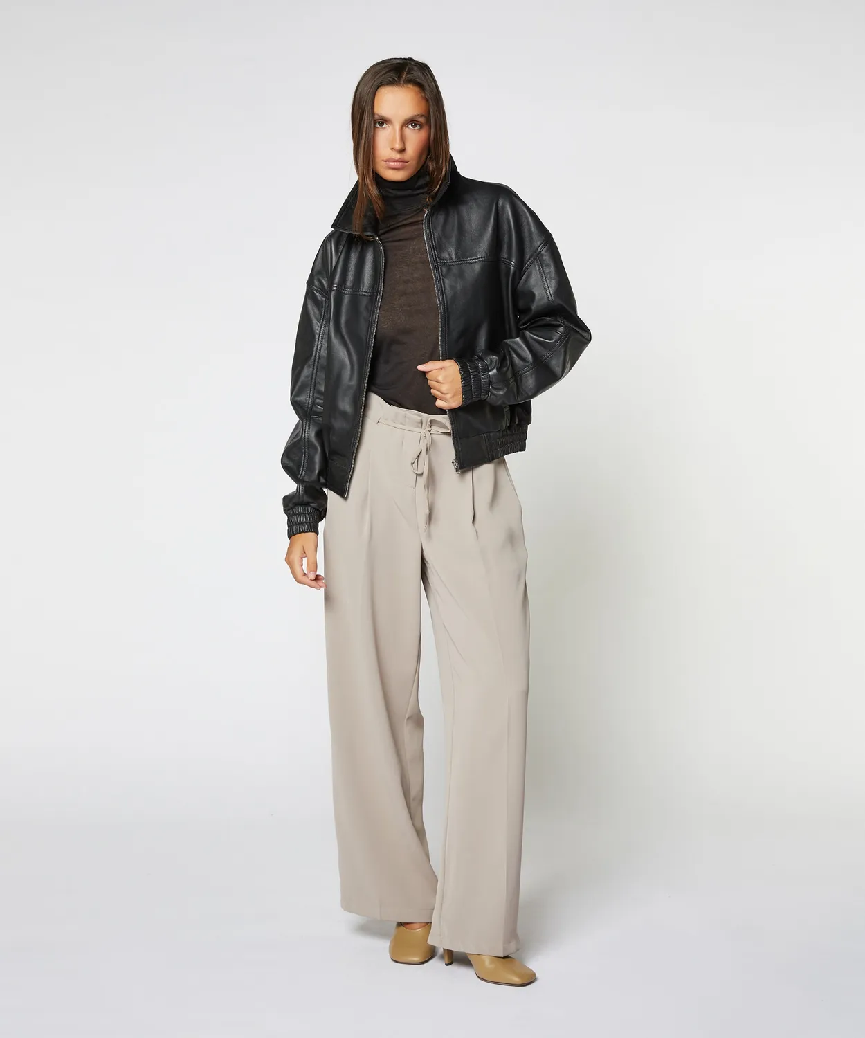 Rodier Bomber pelle nero agnello oversize
