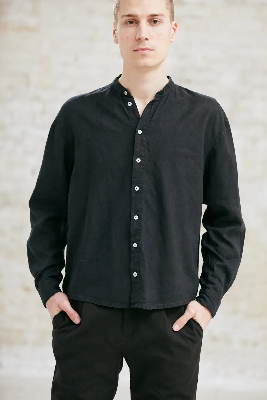 Jyoti Fair Works Harish camicia uomo nera canapa tencel