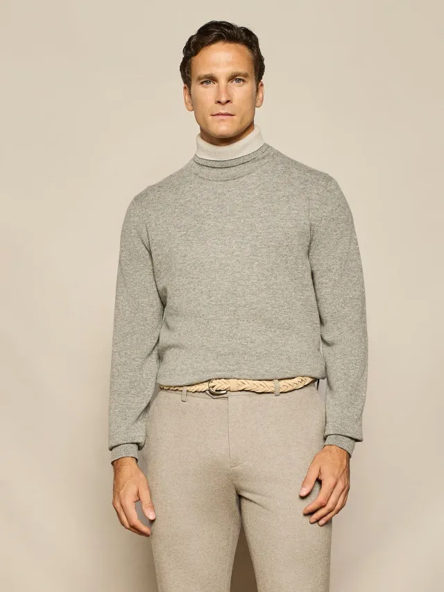 Paul Taylor Dolcevita Maglia Grigio Melange Doppio Collo Cashmere