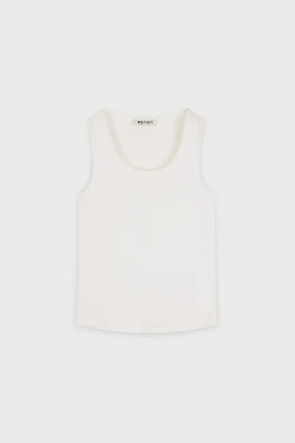 Ports 1961 Cotton Tank Top bianco coste scollo profondo