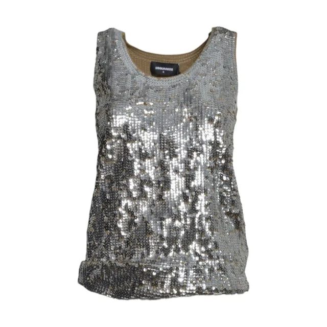Dsquared2 S75HA1453D13234 tank top argento paillettes lana
