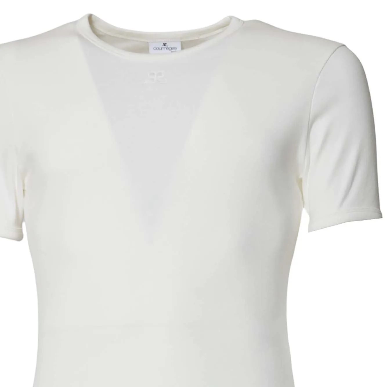 Courrèges 125JTS020JS0203 t-shirt cotone bianco logo