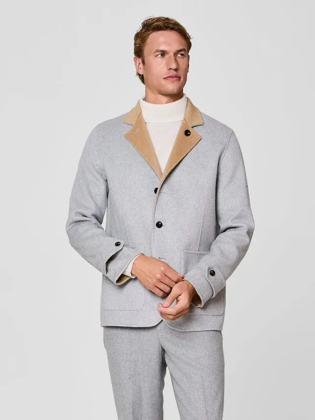 Paul Taylor Overjacket Reversibile Velour Grigio Chiaro Double