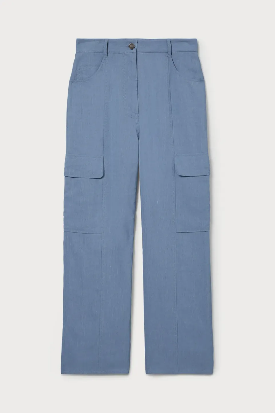 PORTS 1961 PW326TJD02 pantaloni cargo azzurri lino