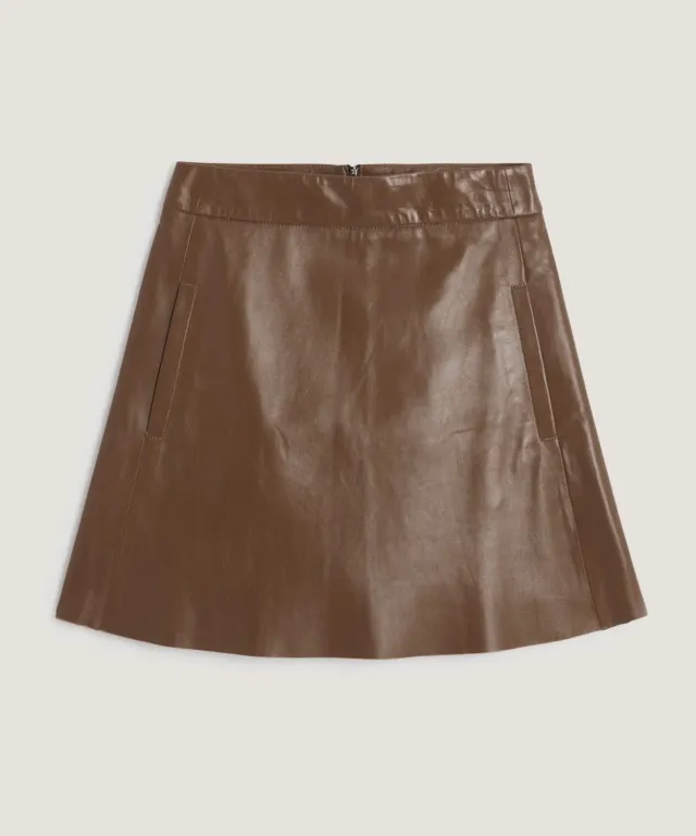 Rodier Gonna in pelle gonna marrone cammello agnello